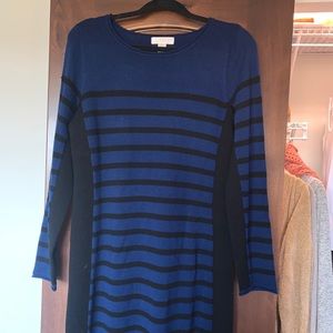 Black and blue stripped, knee-length Kenar dress!